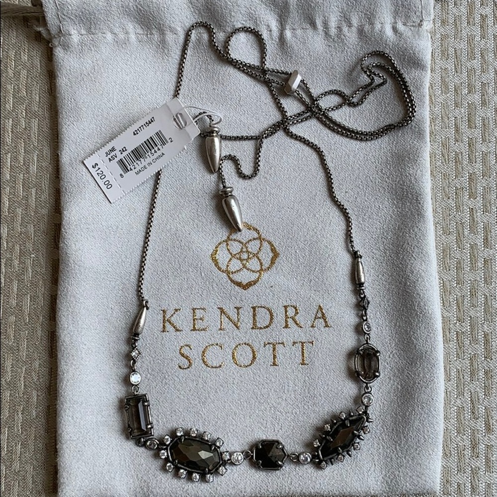 NWT Kendra Scott June Necklace Pyrite Gunmetal